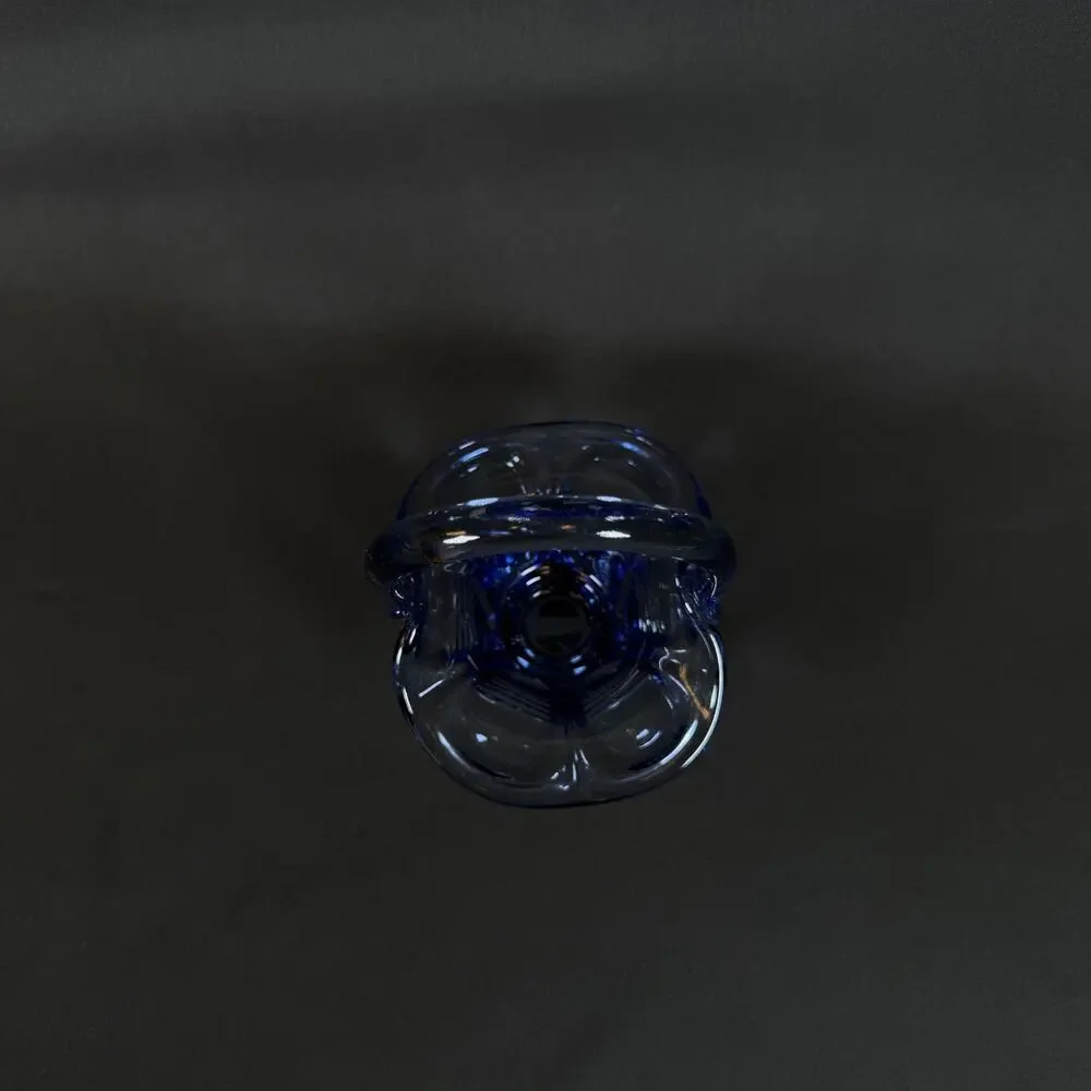 VINTAGE FENTON BLUE GLASS BASKET WITH HANDLE 6
